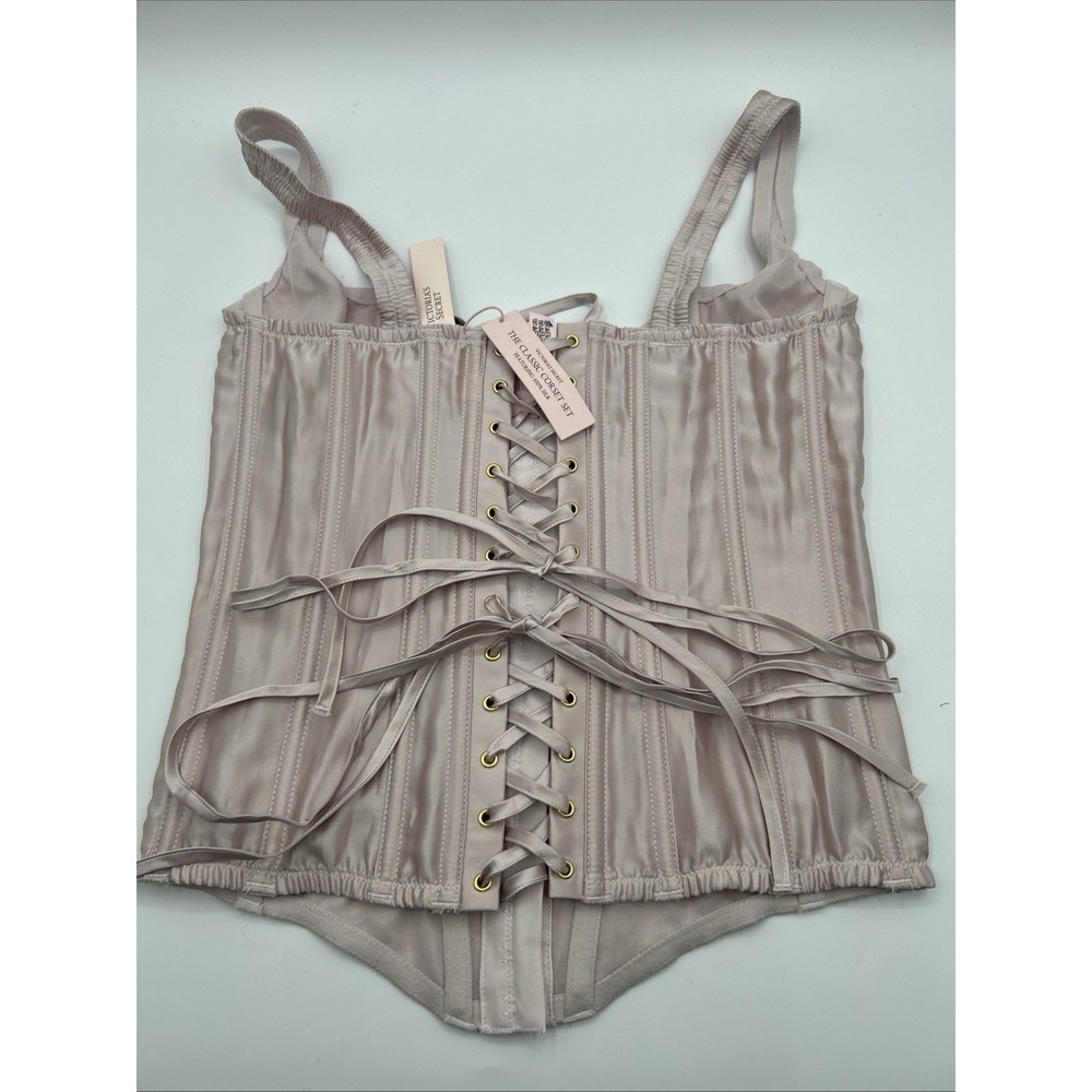 Victoria's Secret The Classic Corset Dusty Rose Medium 100% Silk One Piece NWT - Picture 8 of 9
